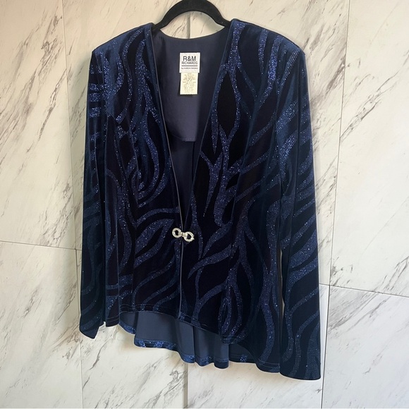 R&M Richards Karen Kwong Velvet Sparkel Formal Jacket SZ 14 - Picture 3 of 7